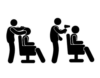 Man in barber chair icon. Simple illustration of man in barber c cut