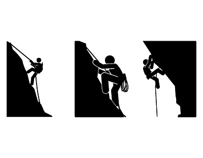 Silhouette of a climber on a cliff. Vector illustration backpack