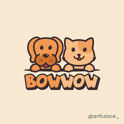 BOWWOW LOGO app art brandidenty branding design flat graphic design icon illustration illustrator logo logo design minimal monogram ui vector