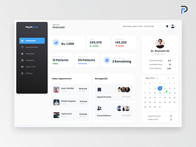 Psychologist Dashboard animation appointment booking branding doctor graphic design logo ui