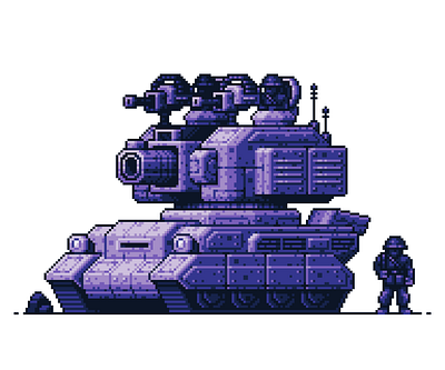 Pixel Art Illustration, Tank game design graphic design illustration pixel art