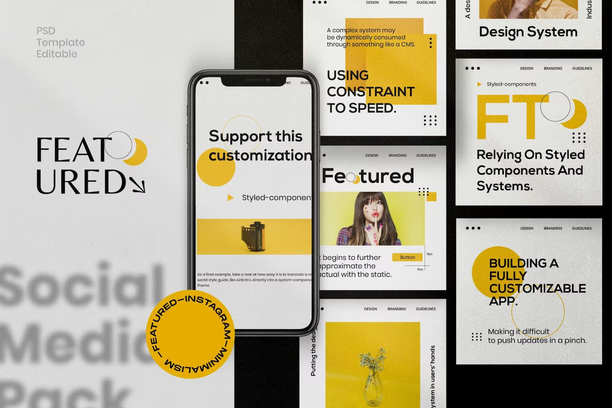 FEATURED Instagram Posts & Stories app branding design google slides illustration keynote powerpoint ppt presentation presentation design presentation template slides