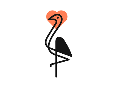 Monoline bird! bird birds brand branding crane design flamingo heart icon illustration line art logo logo design love mark minimal monoline symbol