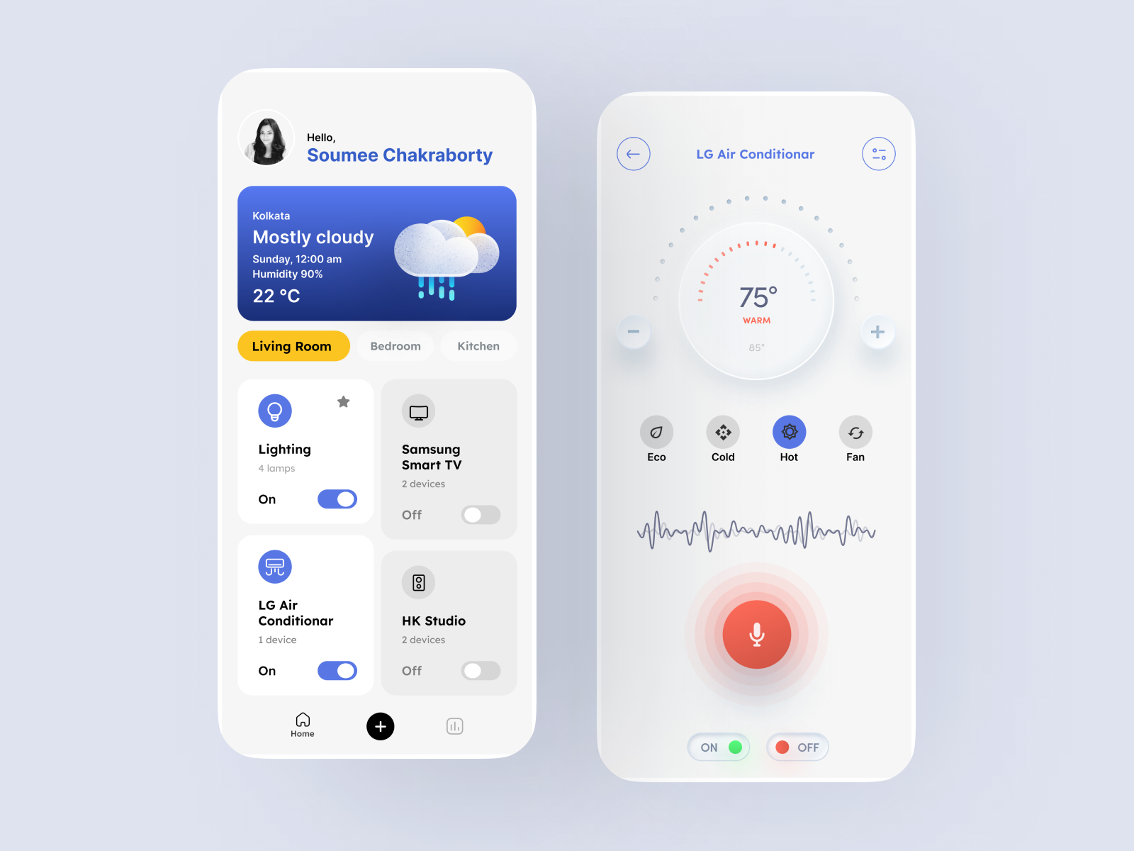 Smart Home Control App Interface Design by Soumee Chakraborty on Dribbble