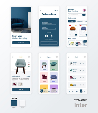 Furniture App app design flat furniture graphic design minimal mobile app product design ui user experience user interface ux