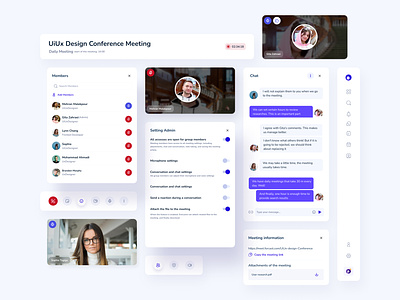 Meeting Room call chat chat box component copy link dashboard header info box light link meet meeting meeting room produce recorder setting sidebar ui