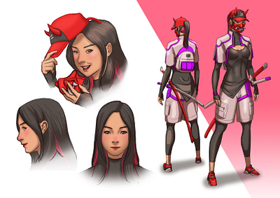 The Girl with The Cakil Mask character design concept art illustration