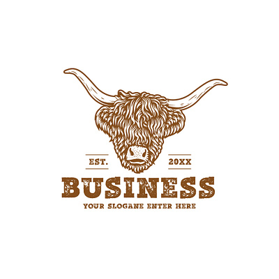Highland Cattle Logo animal cattle design farm highland highlandcattle illustration logo vector