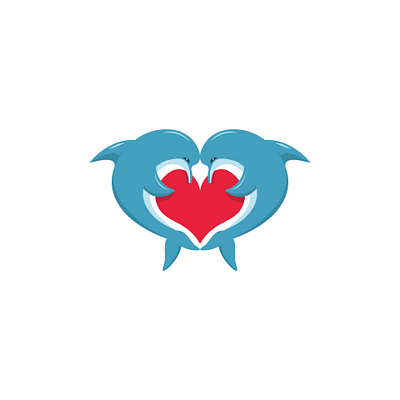 Dolphin Love Hearts Logo animal beloved blue fish dolphin fish heart hearts logo love