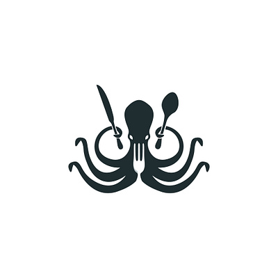 The Octopus Seafood Restorant Logo branding design food fork illustration knife logo restorant spon taste vector