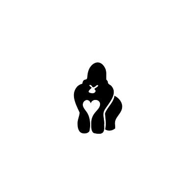 Hearts Gorila Logo animal branding gorilla graphic design hearts illustration logo negative space simple strong vector