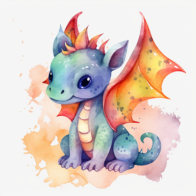 Cute Dragon Watercolor Clipart mythology