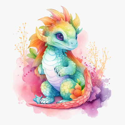 Dragon Sublimation Watercolor Clipart mythology