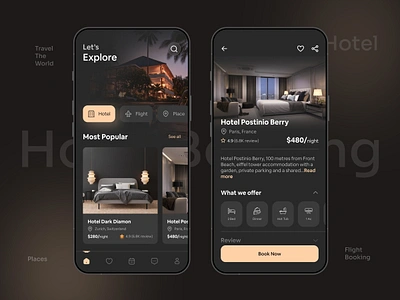 Hotel and Flight Booking App booking app flight booking flight booking app hotel booking hotel booking app online ticket booking app ticket booking app tour app travel app ui uiux ux vacation app