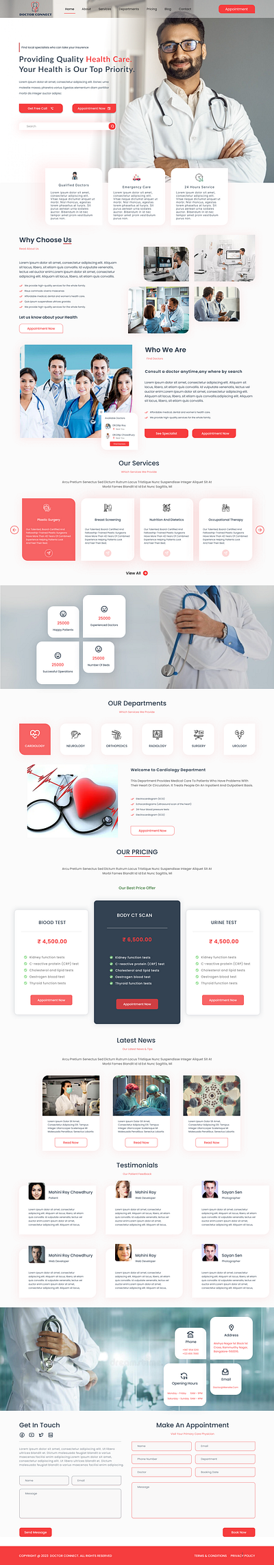 Doctor Connect -Clinic Landing Page clinic wesite design doctor website heath care website ui