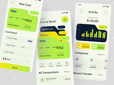 Fintech App UI android banking card credit card finance finance app ios mobile money money transfer ofspace payment personal finance saving send money transactions transfer ui ux wallet