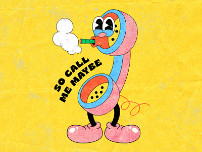 so call me maybe 1930s 90s cartoon cartoon character character character design character illustration cuphead fun illustration old cartoon old school phone rubber hose rubberhose vintage vintage character weed