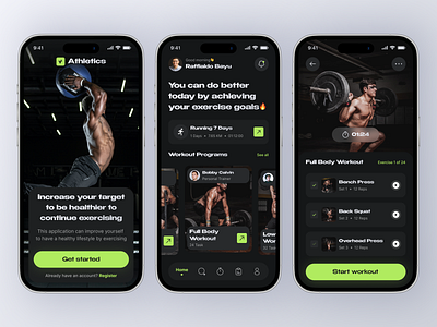 Mobile App - Athletics application bold cardio crossfit exercise fitness fitness app gym gym app health healthcare mobile app personal trainer planner running sport sport app training workout workout app
