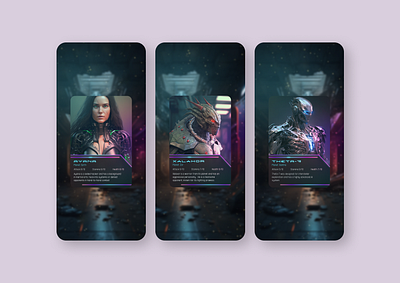 Futuristic card game - app concept app app design apps card game colorful concept design futuristic graphic design ui