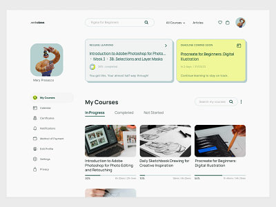 User Profile Page on an Online Courses Platform online learning platform ui user profile ux web design