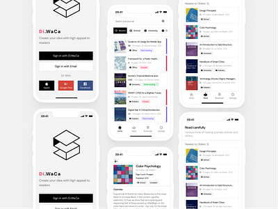 Di.waca - Journaling App | Redesign app book design figma interface ios journal minimalism mobileapp redesign trendy ui uiux ux