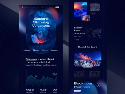 Volcano - Landing Page bold clean creative dark design gradients hero interface landing landing page minimal travel agency typography ui ui design ux volcano web webdesign