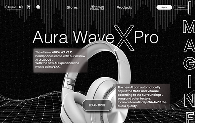 AURA Headphones UI Design animation app branding design desktop figma graphic design headphones illustration motion graphics technology ui uidesign userinterface ux web webdesign website