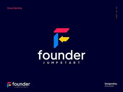 Founder Jumpstart arrow base brand design branding ceo collum colorful founder graphic design identity letter f lettermark logo logocreator logodesigner logodesigns logomaker mark visual identity wordmark