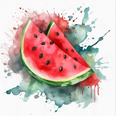 watermelon Watercolor clipart green vegetables