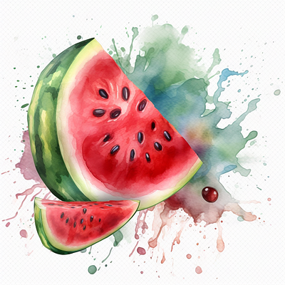 watermelon Watercolor clipart green vegetables