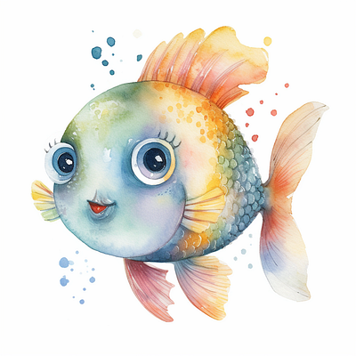 Cute Fish watercolor cute watercolor