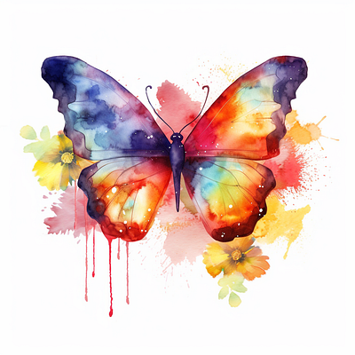 colorful butterfly watercolor species