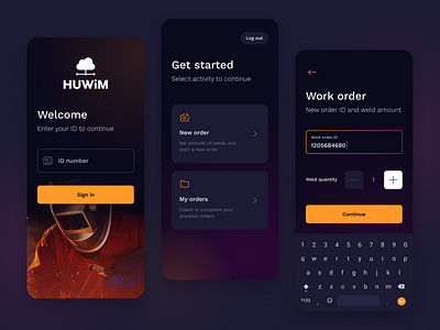 Welding assistance app app application clear dark dark mode ui ux welding