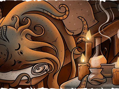 Cthulhu relaxing in the spa design graphic design illustration sticker