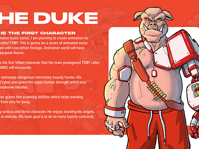 DUKE PRESENTATION bebop cartoon cartoon illustration cartooning character character design concept art cyberpunk cyberpunk art design digital art illustration pig pig drawing procreate sci fi