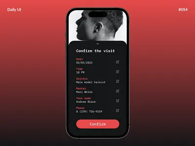 Confirmation — Daily UI #054 app challenge confirmation daily daily ui daily ui 054 dailyui dailyui 054 dailyui054 haircut mobile ui ux