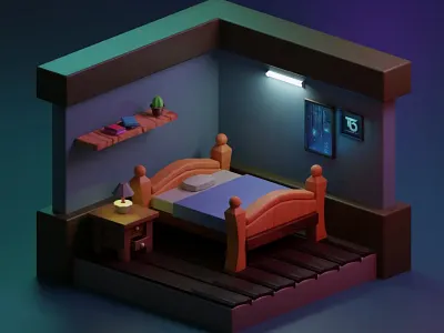 3D Renders : Isometric Room 3d design graphic design