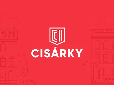 Cisárky - logo branding clear developer district graphic design logo logos real estate red residental town white