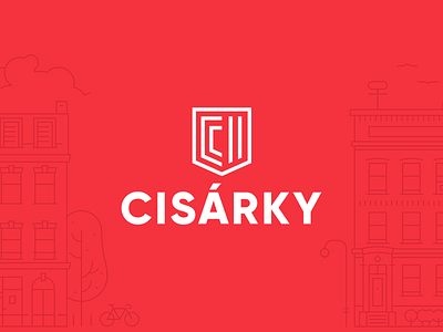 Cisárky - logo branding clear developer district graphic design logo logos real estate red residental town white