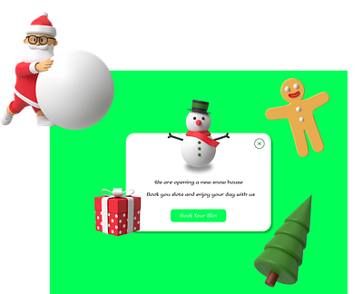 POP-UP / OVERLAY 3d adults app design button calltoaction challenge design graphic design illustration kids overlay play popup prebook registere snow snowhouse ui ux vector