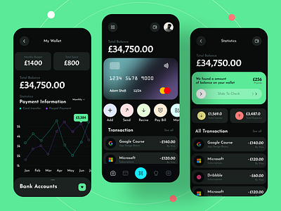 Mobile Banking App app app design app kit app ui app ui kit banking app dark dark ui finance app mobile banking app ui ui kit wallet app