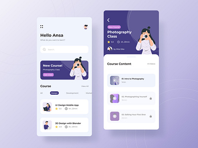 Online Course Mobile App UI Design app course design mobile mobile app online course ui ui