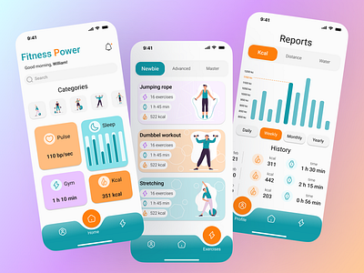 Fitness Power-Fitness App app app design design fitness app graphic design illustration interface mobile app ui ui design ux