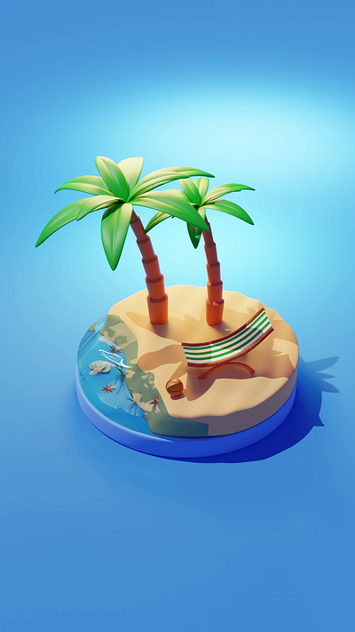 Seaside Serenity: A Low Poly Beach Animation for Relaxation 3d animation beach blender design graphic design illustration loop motion graphics