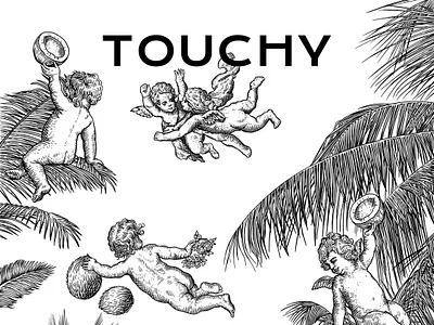 Touchy angels angels artwork black white black and white drawing graphic illustration linocut vintage