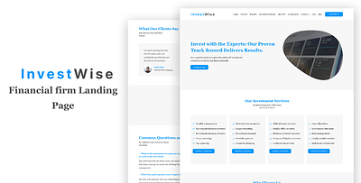 Investwise: Investment Firm Click-Through Landing Page figma landing page investment diversification investment firm landing page investment performance landing page risk management