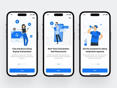 Medifast - Medical Onboarding Screen application consultation doctor drug health healthcare hospital app illustration medical app medical care medication medicine mobile onboarding onboarding screen patient pharmacy pharmacy app reminder splash screen