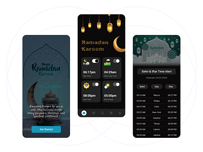 Ramadan Kareem App Ui alert app design iftar mobile ui ramadan ramadan kareem ramadan mubarak sehri timer tracking app ui ux