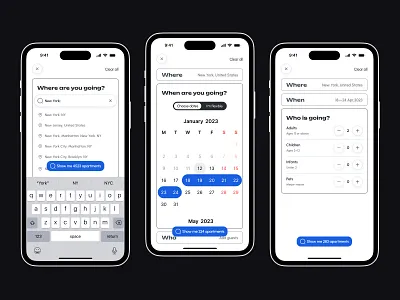 Rent Apartment App apartment app concept design filters flat mobile picker rent search travel ui ux