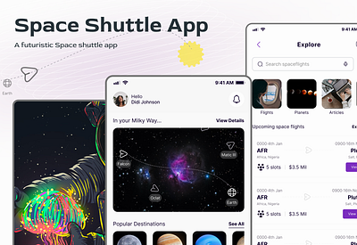 Mobile Space Huttle App dailyui design logistics space travel spaceship ui uichallenge uiux
